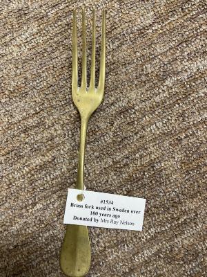 Brass fork used in Sweden over 100 years ago