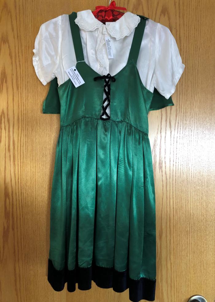 Green Dress with Black Trim - worn by musical entertainer Betty Grierson