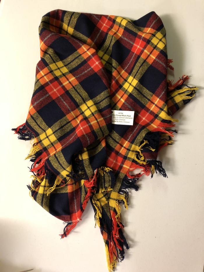 Yellow/Orange/Black Plaid Scarf - worn by musical entertainer Betty Grierson