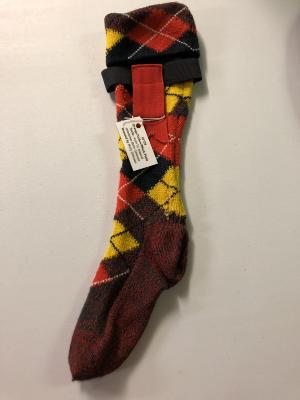 Orange/Yellow/Black plaid Socks - worn by musical entertainer Betty Grierson