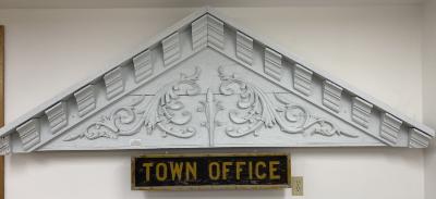 Piece of Old Town Hall - it is the uppermost portion - the town was built in the early 1900's and town clerk's office was on the main floor - first door to the right