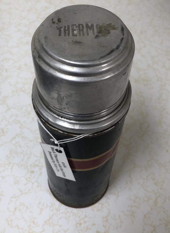 Black Thermos with Red Stripe