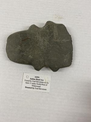 First Nations Head Axe - Found by Fred Stevenson on his farm 11 miles northwest of Whitewood