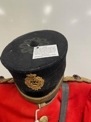 Cap - This uniform was worn by J.R. Stevenson during the late 1850's-1860's when he was officer in the 12th battalion of the York Rangers. Mr J.R. Stevenson was the uncle of John G. and F.W. Stevenson