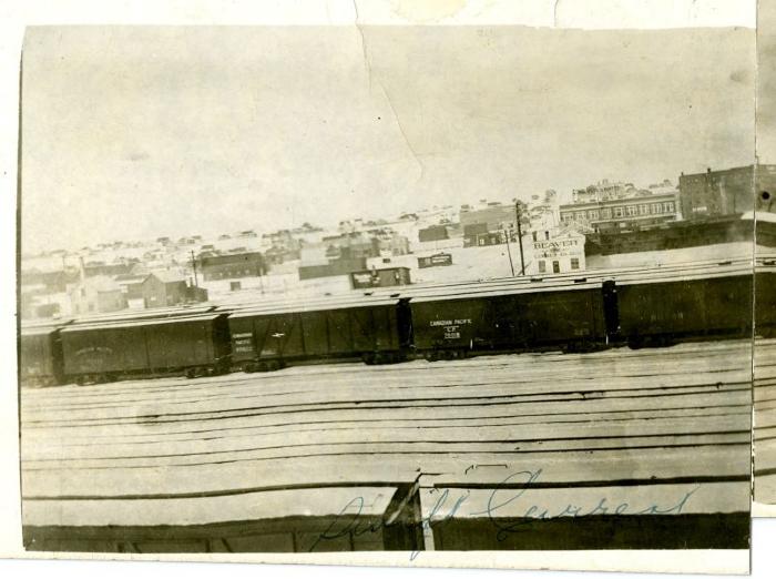 Railroad Tracks and Downtown Swift Current Postcard (c.1918)