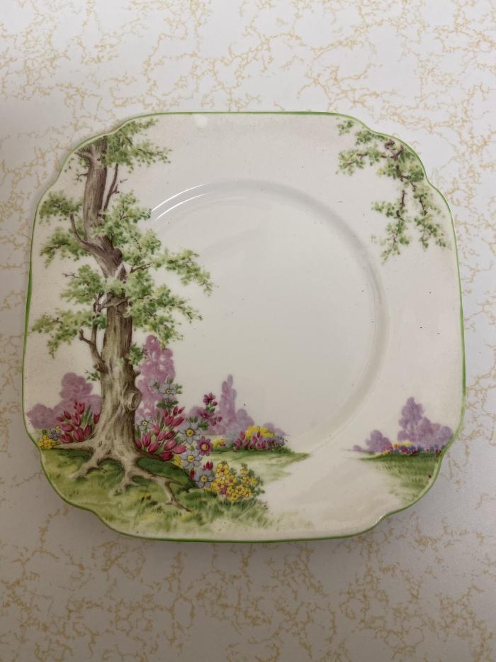 "Greenwood Tree" China small square plate