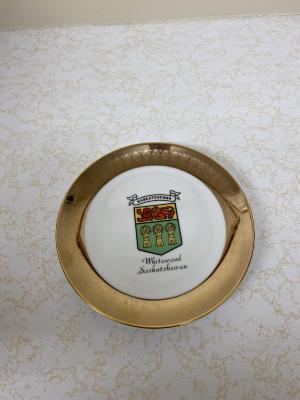 Whitewood saucer: <i>Saskatchewan coat of arms</i>