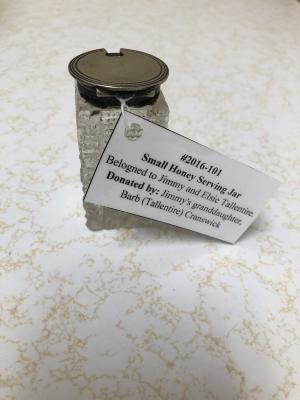 Small Honey Serving Jar - belonged to Jimmy and Elsie Tallentire.