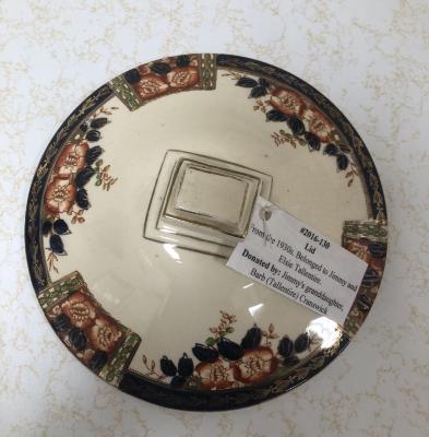 Lid - From the 1930s. Belonged to Jimmy and Elsie Tallentire.