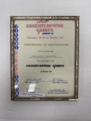 Saskatchewan Games Certificate of Participation