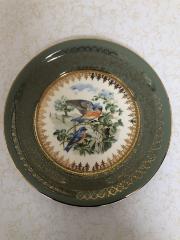 Plate - Green with birds - Georgian