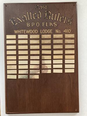 Plaque - Whitewood Elks Past Exalted Rulers