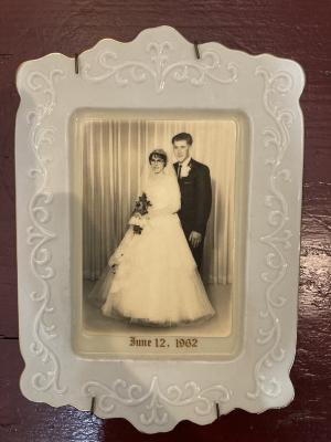 Plate - wedding picture of Denis and Rose Payot (Brule)