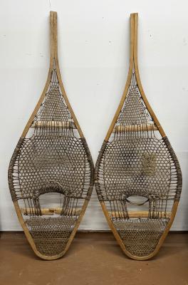 Pair of wooden snowshoes