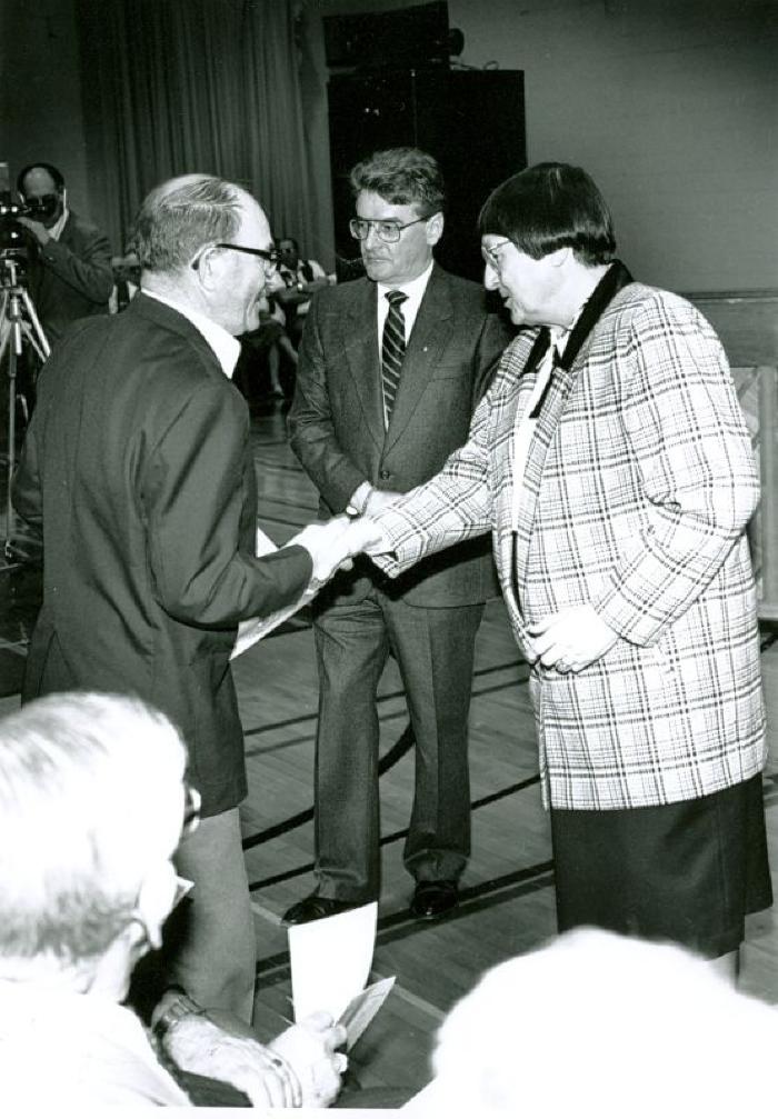 Lieutenant Governor of Saskatchewan Sylvia Fedoruk and Honoured Citizen Bob Steinborn