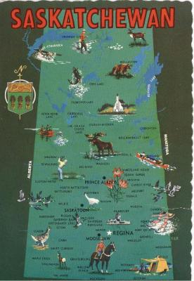 Saskatchewan Map Postcard