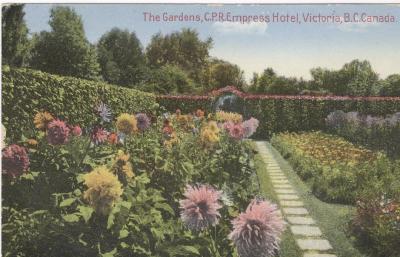 Empress Hotel Gardens, Canadian Pacific Railroad, Victoria, British Columbia Postcard