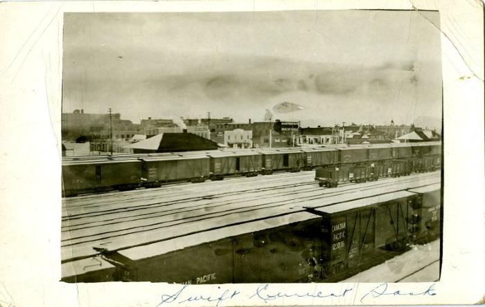 Railroad Yard Swift Current Postcard (c.1918)