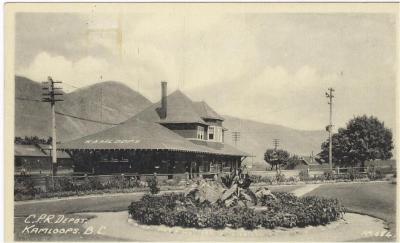 Canadian Pacific Railroad Depot, Kamloops, British Columbia Postcard