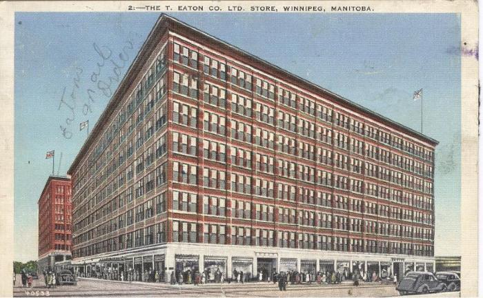 T. Eaton Company Limited Store, Winnipeg, Manitoba Postcard