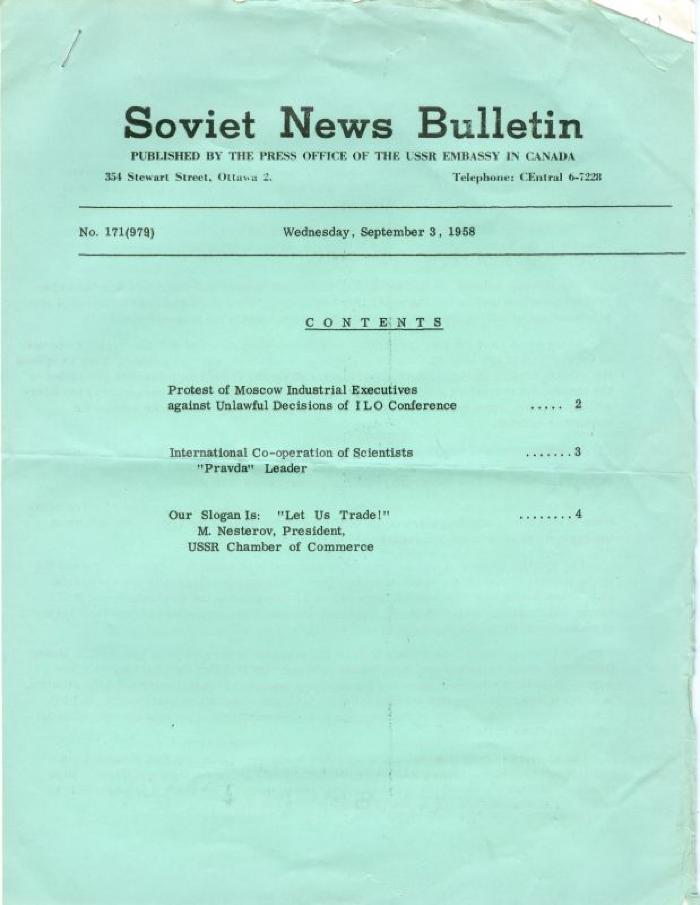 Soviet News Bulletin Soviet News Bulletin