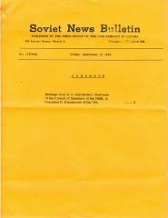 Soviet News Bulletin Soviet News Bulletin