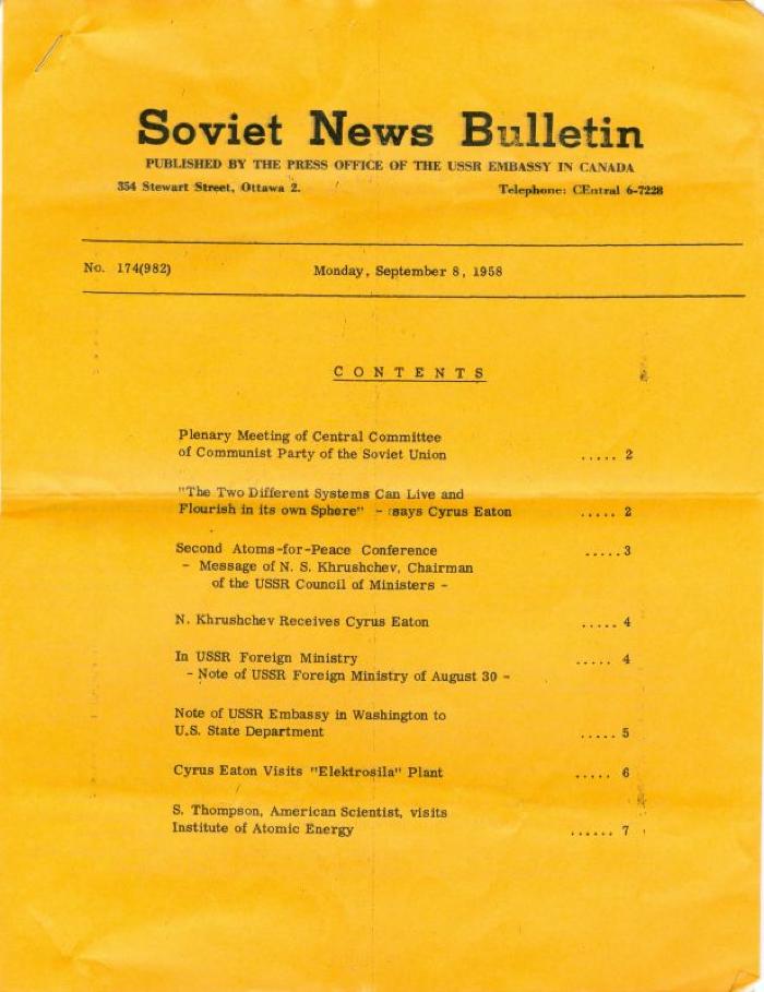 Soviet News Bulletin Soviet News Bulletin