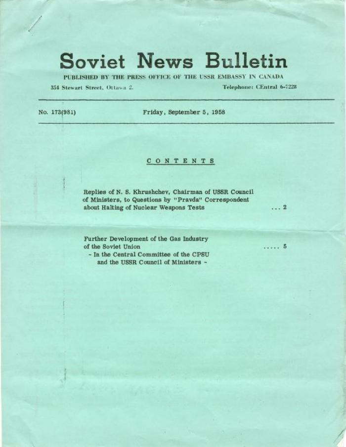 Soviet News Bulletin Soviet News Bulletin