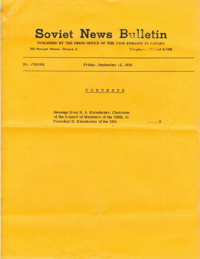 Soviet News Bulletin Soviet News Bulletin