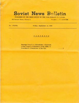 Soviet News Bulletin Soviet News Bulletin