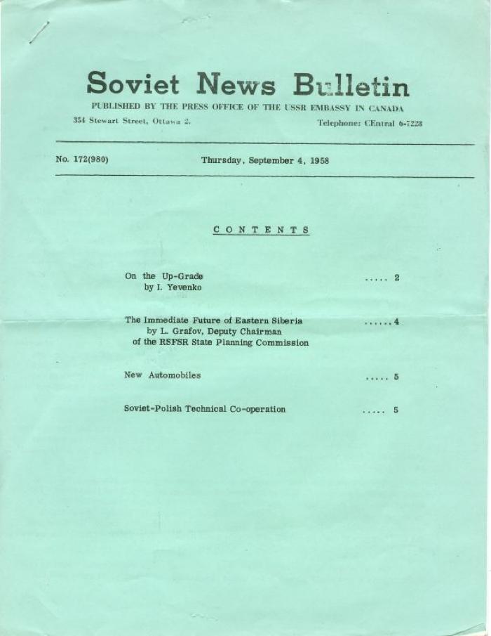 Soviet News Bulletin Soviet News Bulletin