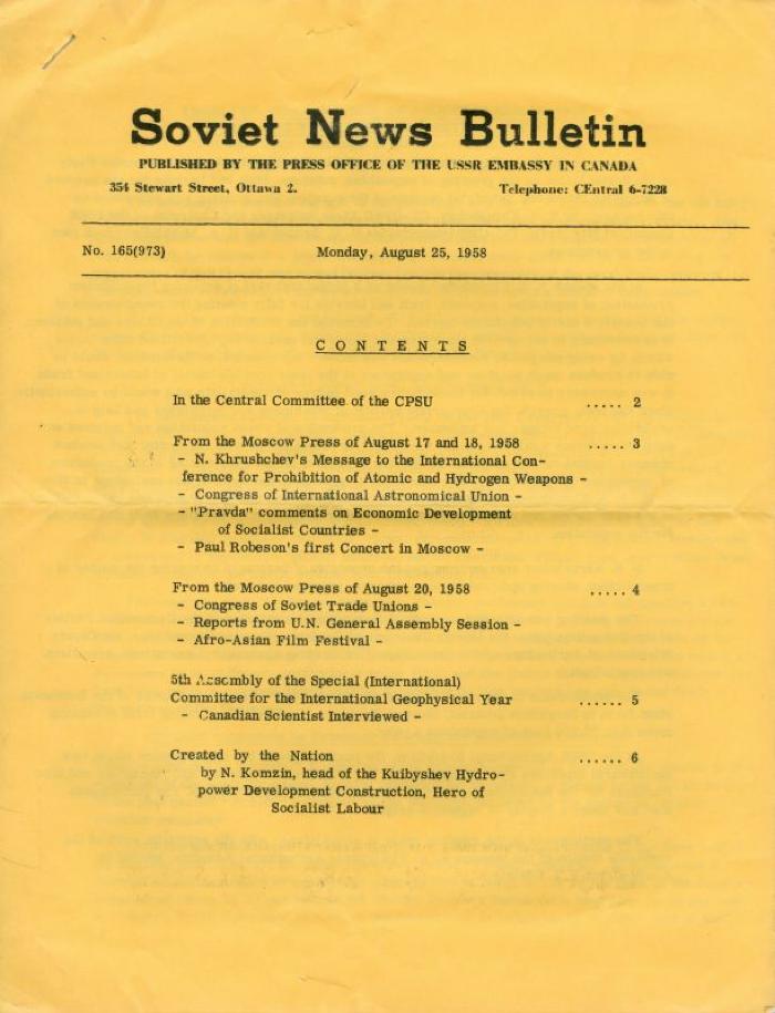 Soviet News Bulletin Soviet News Bulletin