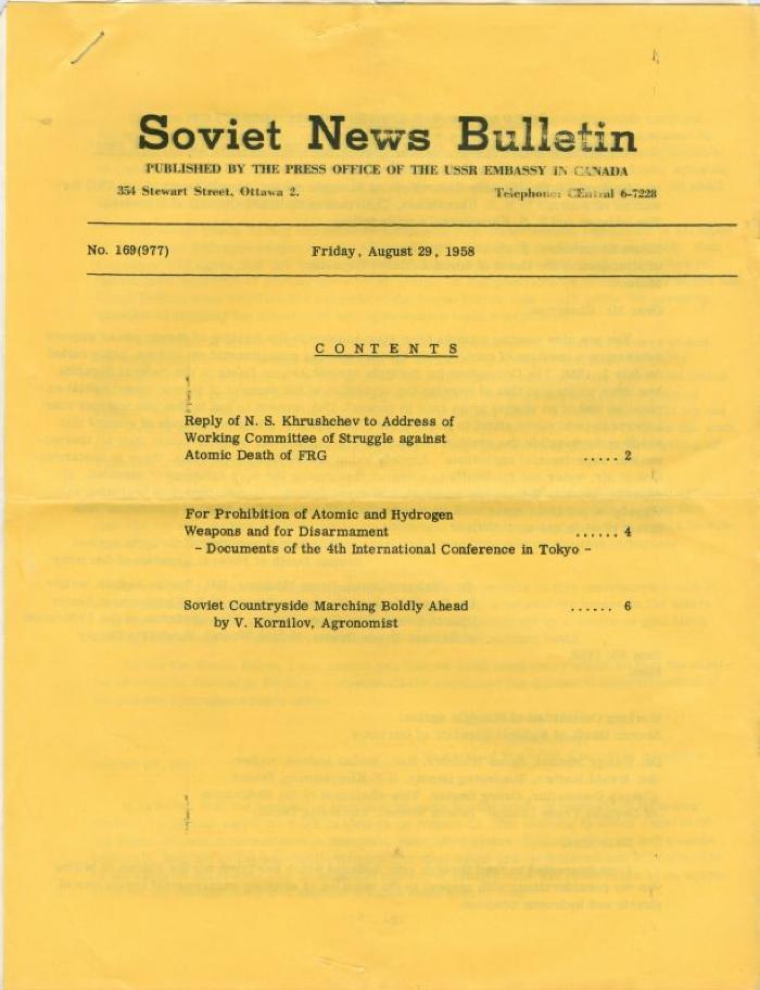 Soviet News Bulletin Soviet News Bulletin