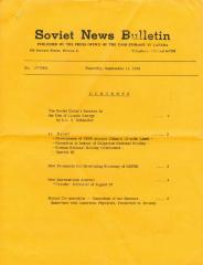 Soviet News Bulletin Soviet News Bulletin