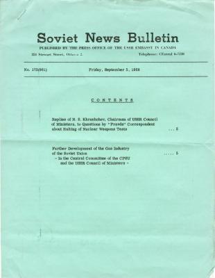 Soviet News Bulletin Soviet News Bulletin