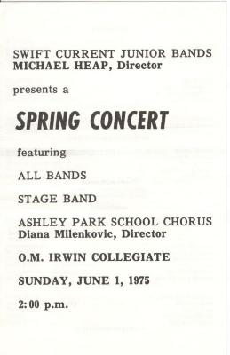 Swift Current Junior Bands Spring Concert Program (1975)