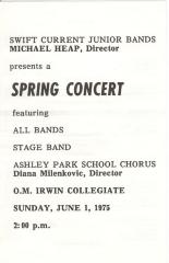 Swift Current Junior Bands Spring Concert Program (1975)