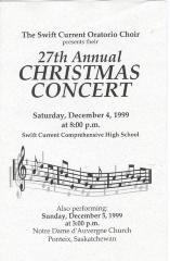 Program - Swift Current Bible Institute Oratorio Choir 27th Annual Christmas Concert (1999-12-04)