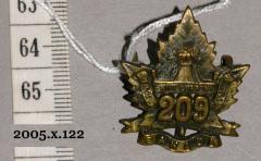 Swift Current Overseas 209th Battalion Cap Badge