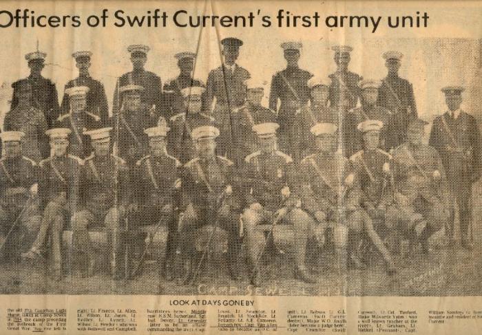 Officers of Swift Current's First Army Unit Newspaper Clipping (1914)