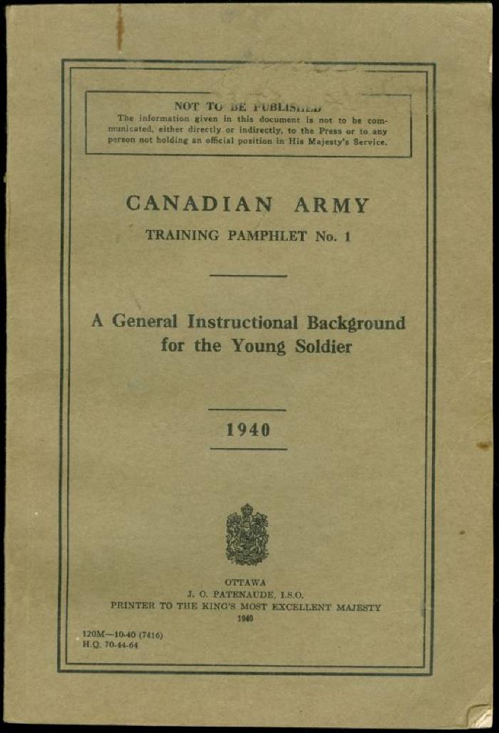 Canadian Army Training Book  Canadian Army Training Pamphlet No. 1