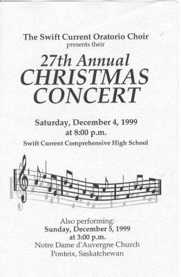 Program - Swift Current Bible Institute Oratorio Choir 27th Annual Christmas Concert (1999-12-04)