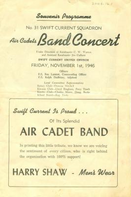 Swift Current Squadron Air Cadets Band Concert No. 31 Program (1946-11-01)