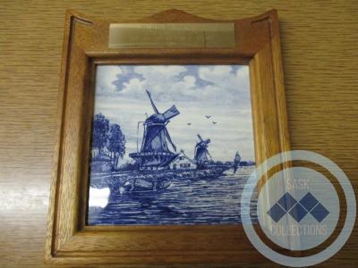 Framed Delftware of Dutch Riverside