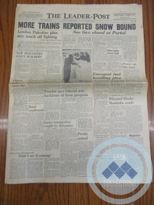 The Leader-Post: “More Trains Reported Snow Bound” (February 8, 1947)