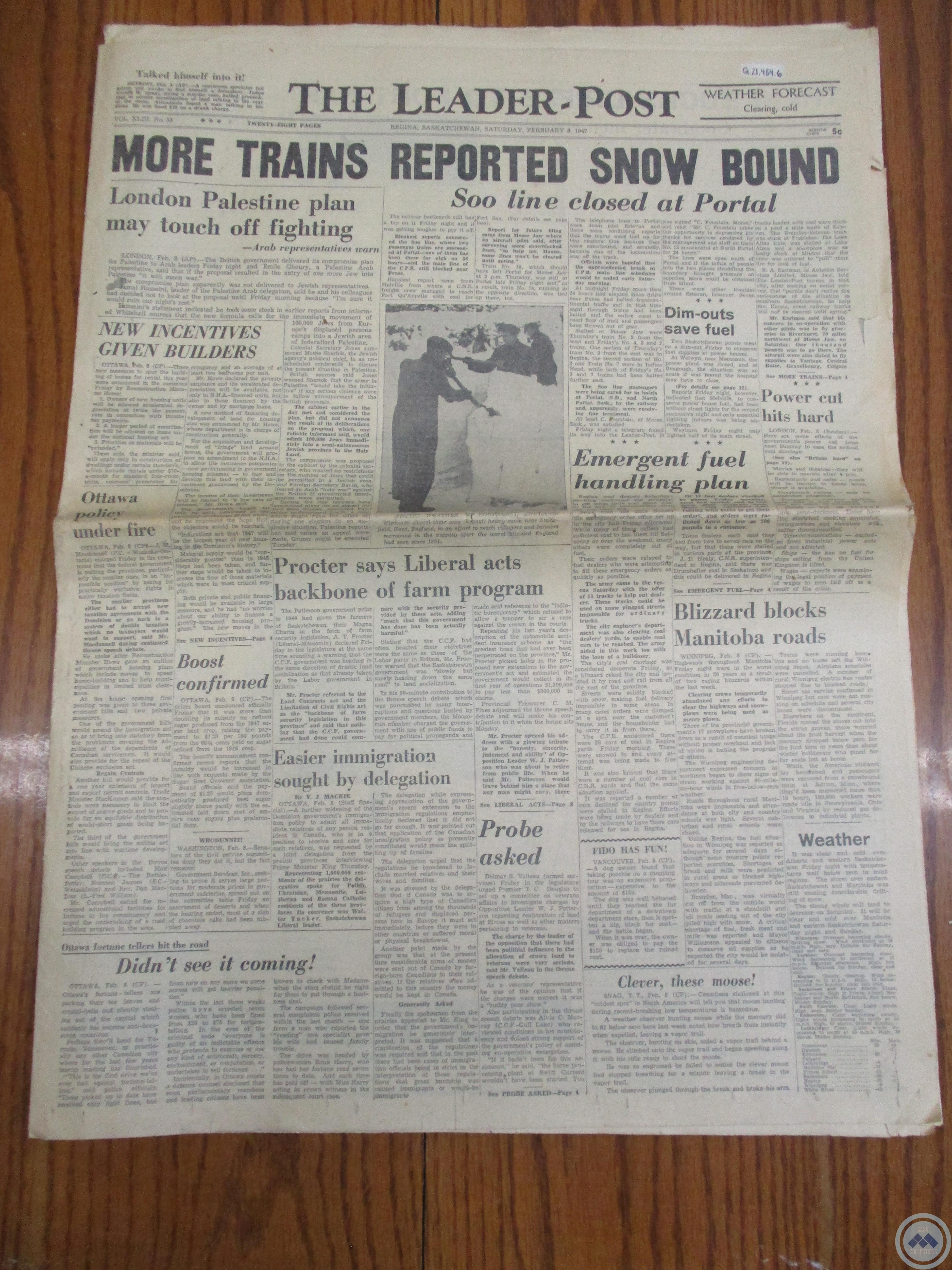 The Leader-Post: “More Trains Reported Snow Bound” (February 8, 1947)