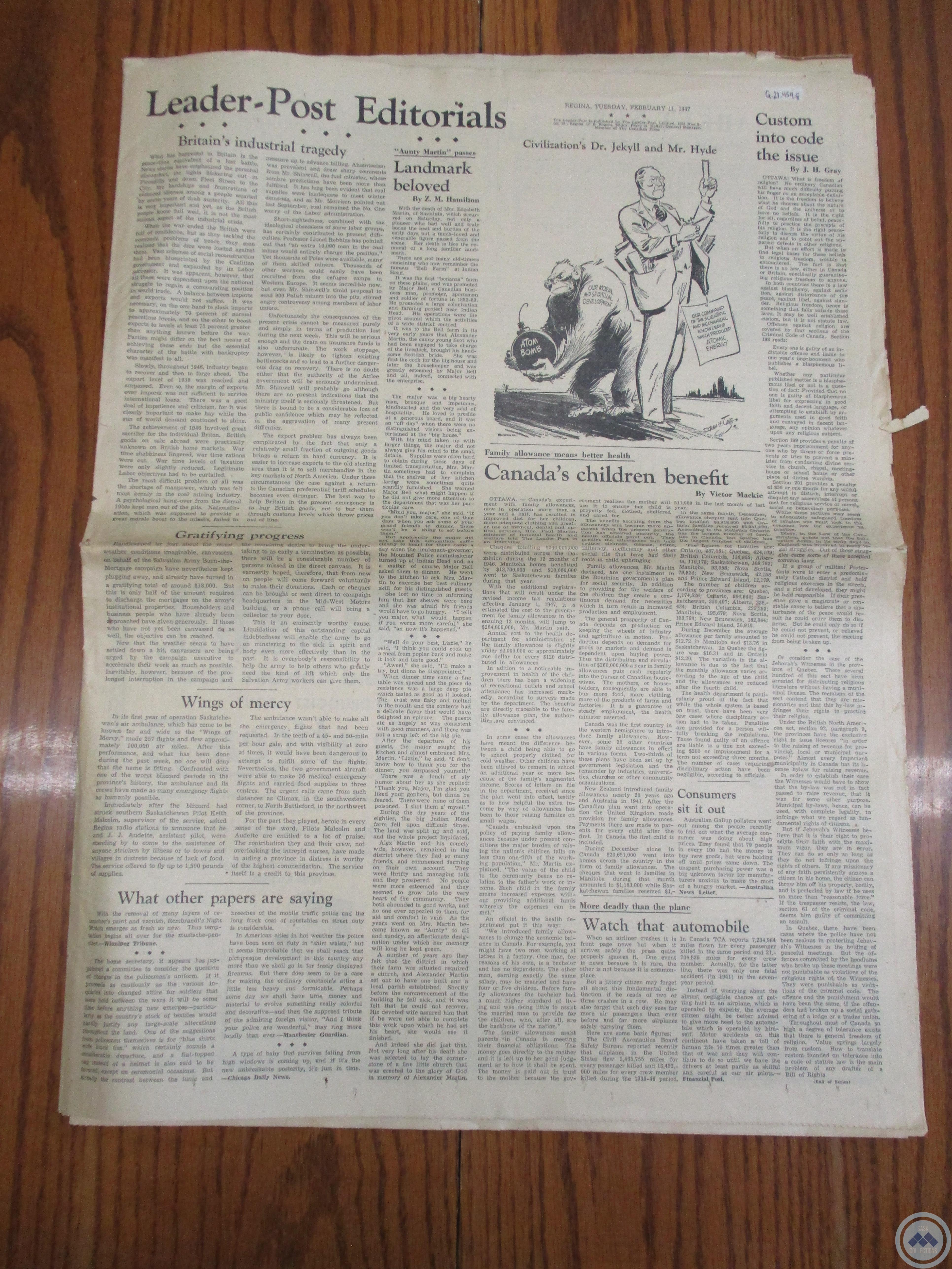 Leader-Post Editorials (February 11, 1947) 