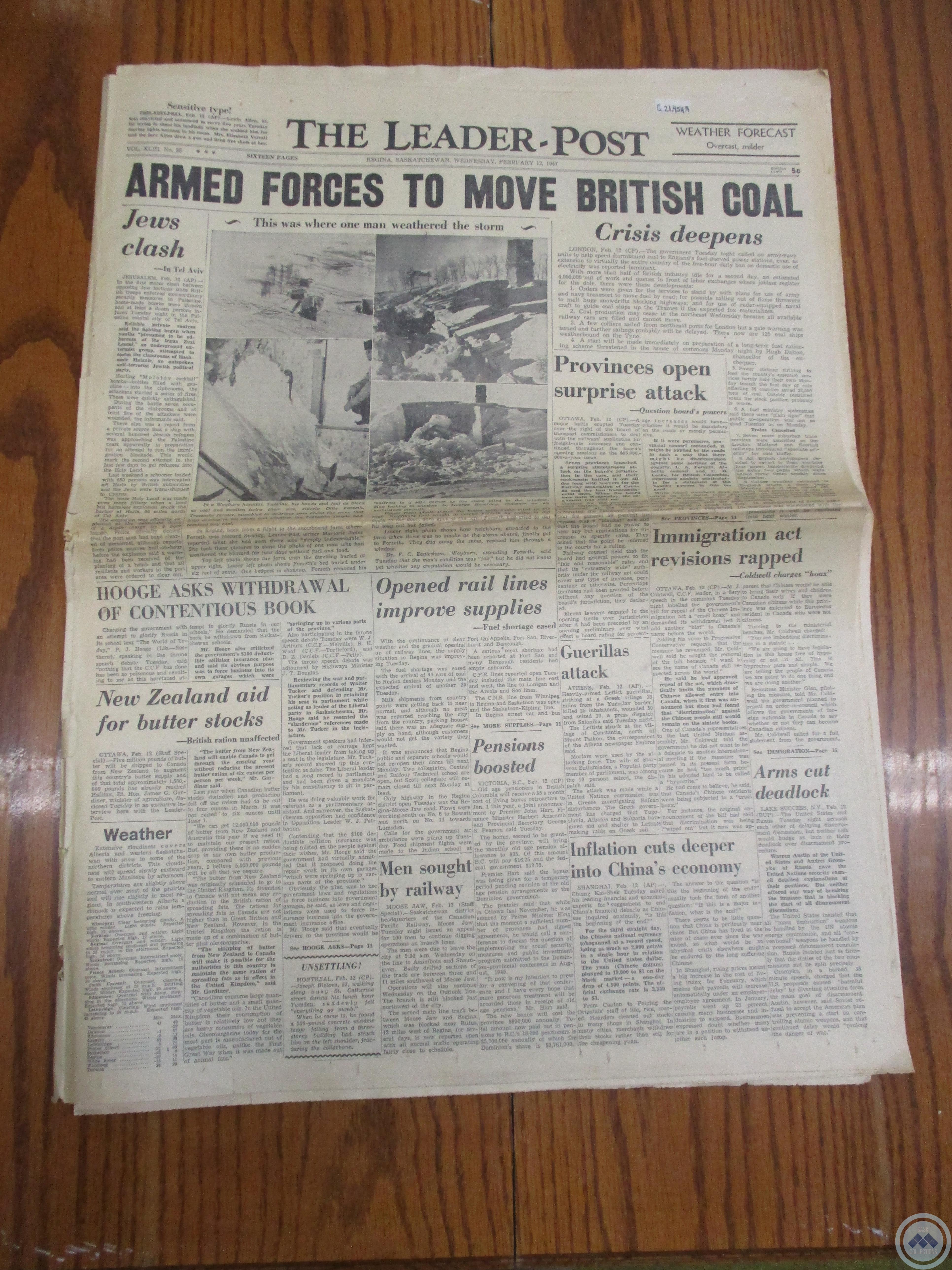 The Leader-Post: “Armed Forces to Move British Coal” (February 12, 1947)
