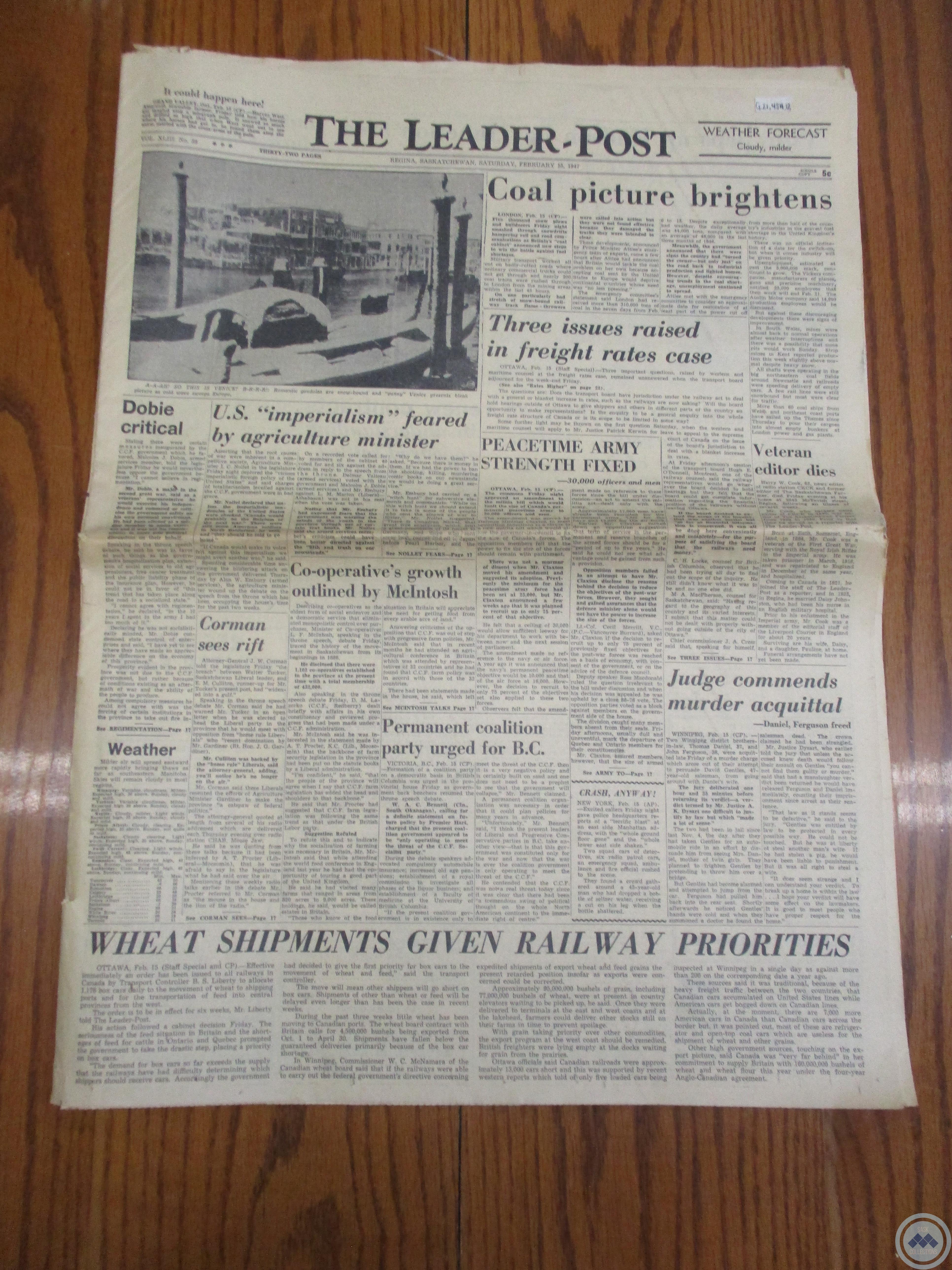 The Leader-Post: “Coal Picture Brightens"