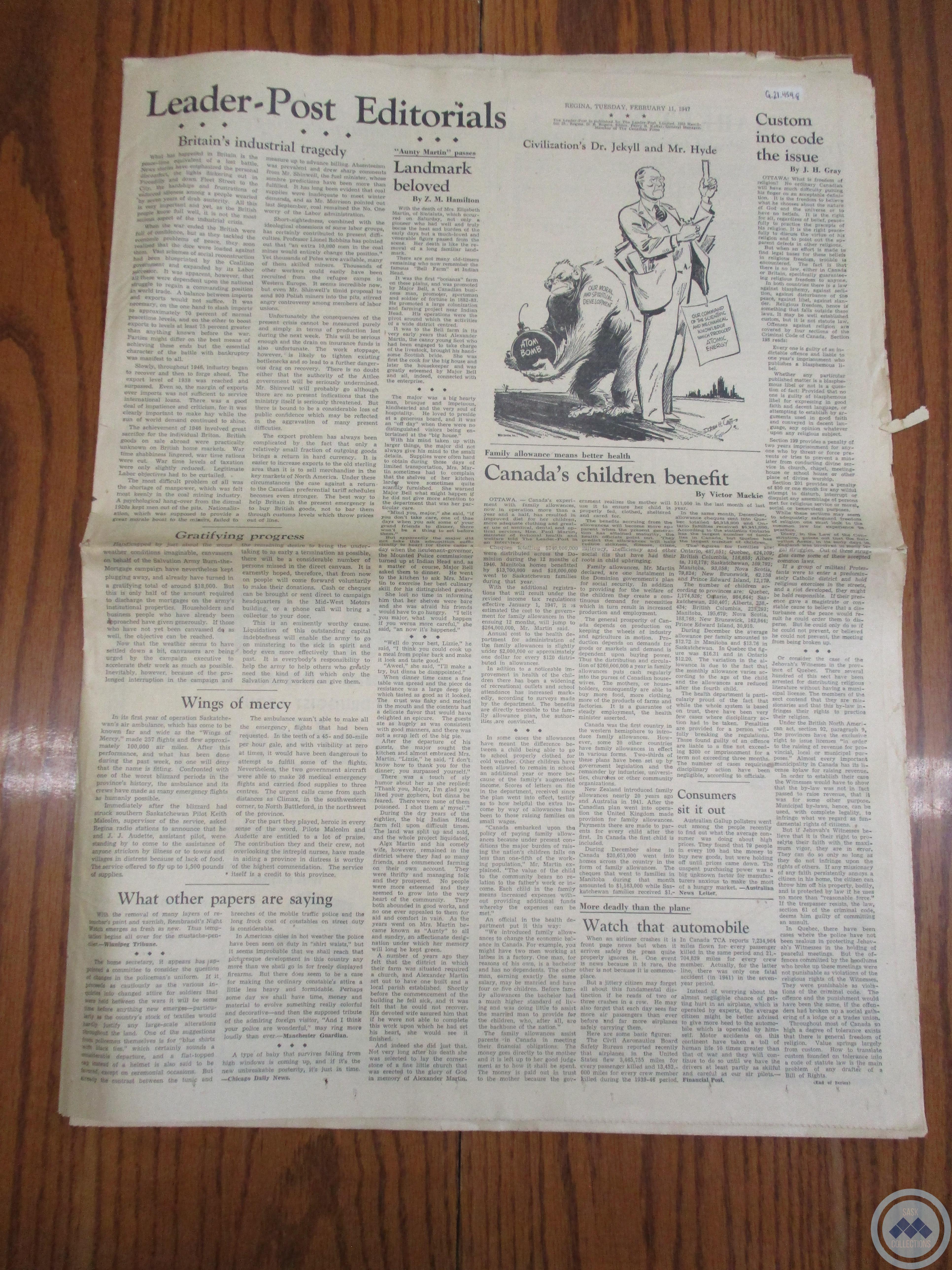 Leader-Post Editorials (February 11, 1947) 